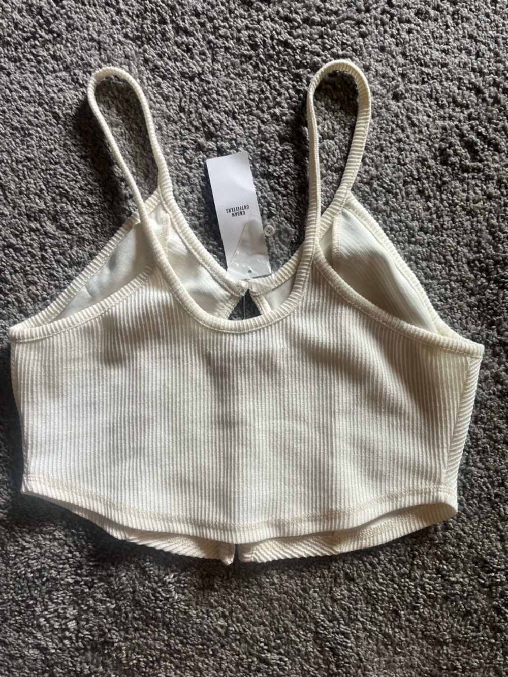 Urban Outfitters Cream Ribbed Button-Front Crop Top - Picture 5 of 9